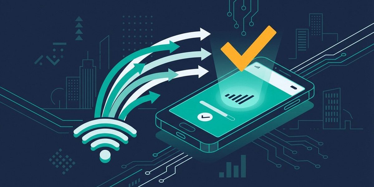 WLAN-Symbol auf einem Smartphone am Telekom-Hotspot