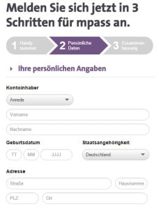 Im nächsten Schritt werden einige persönliche Daten benötigt.